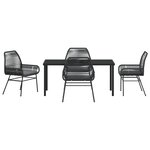 vidaXL Ensemble de Salle à Manger de Jardin 5 Pièces avec Coussins Noir Poly Rotin