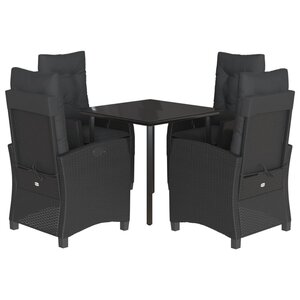 vidaXL Ensemble à manger de jardin coussins 5Pièces Noir Résine tressée