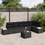 vidaXL Ensemble de canapé de jardin 7 pièces avec coussins Beige Rotin synthétique