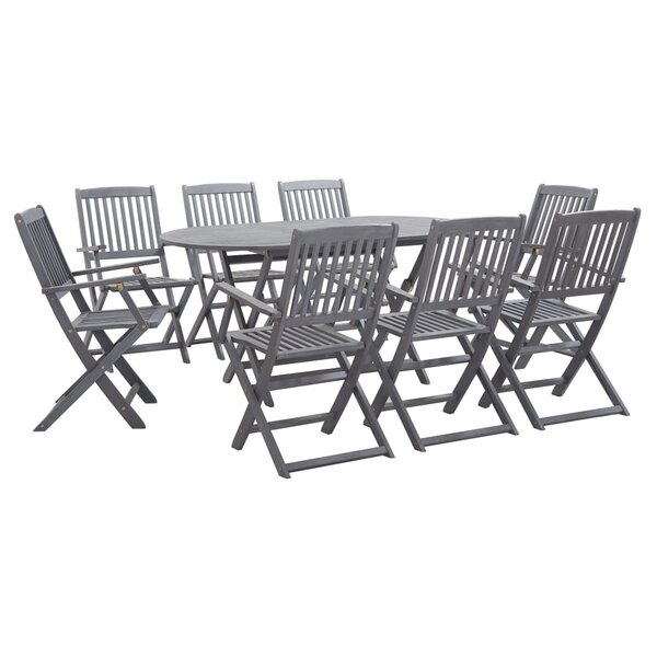 vidaXL Ensemble à manger de jardin 9 Pièces Bois d'acacia massif Gris