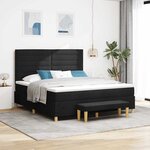 vidaXL Lit à ressorts avec tête de lit Noir 200 x 180 cm tissu