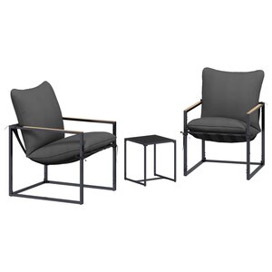 vidaXL Ensemble de canapé de jardin 3 pc Noir et anthracite Acier
