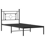 vidaXL Cadre de lit métal sans matelas avec tête de lit noir 90x190 cm