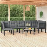 vidaXL Salon de jardin 8 Pièces noir et gris résine tressée