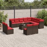 vidaXL Salon de jardin avec coussins 13 Pièces marron résine tressée