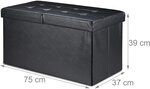 Banquette avec espace de rangement à couvercle en cuir artificiel 75 cm noir 13_0000372_2