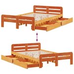 vidaXL Cadre de lit sans matelas cire marron 135x190cm bois pin massif