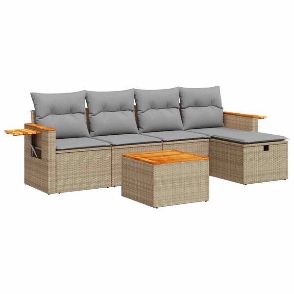 vidaXL Salon de jardin avec coussins 6 Pièces beige résine tressée