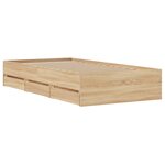 vidaXL Cadre de lit et tiroirs chêne sonoma 100x200 cm bois ingénierie