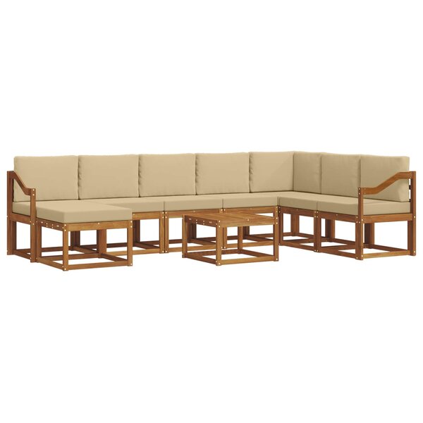 vidaXL Ensemble de canapés d'extérieur 9 pc Naturel et Beige