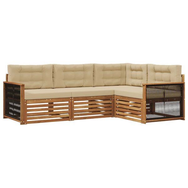 vidaXL Ensemble de canapés d'extérieur 4 pc Naturel et Beige