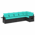 vidaXL Salon de jardin 6 Pièces avec coussins noir résine tressée