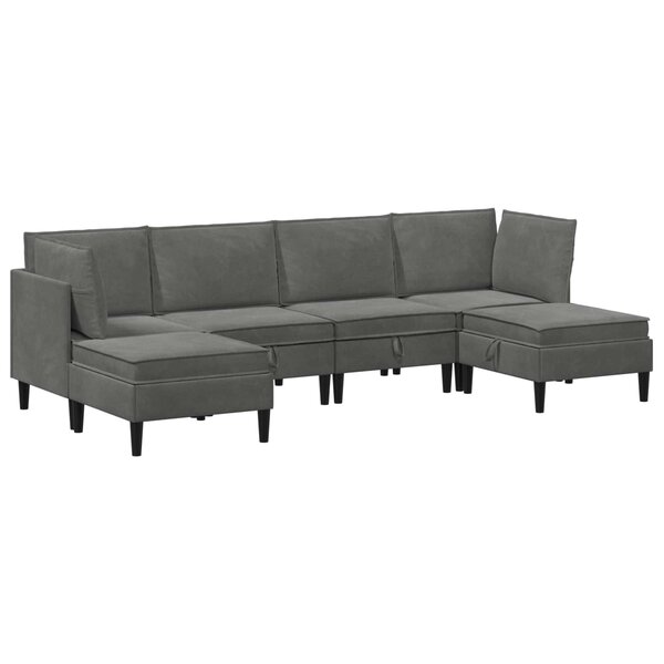 vidaXL Ensemble de meubles pour le salon 6 pc Gris foncé Velours