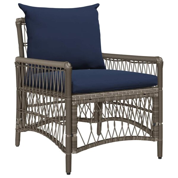 vidaXL Chaise de jardin avec coussins gris  dimensions 60 x 70 x 78 cm  faite en poly rotin.