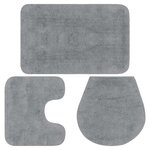 vidaXL Jeu de tapis de salle de bain 3 Pièces Tissu Gris
