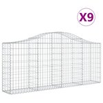 vidaXL Paniers à gabions arqués 9 Pièces 200x30x80/100 cm Fer galvanisé