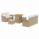 vidaXL Ensemble de canapé de jardin 8 Pièces Beige polyrotin