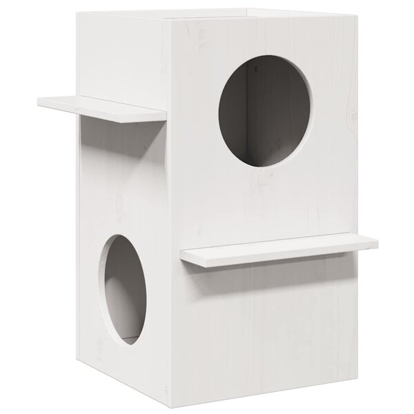 vidaXL Maison pour chat blanc 43x43x60 cm bois de pin massif