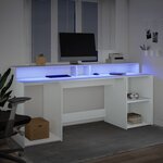 vidaXL Bureau avec lumières LED blanc 200x55x91 cm bois d'ingénierie