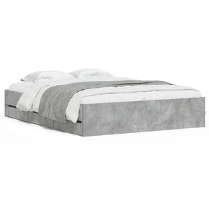 vidaXL Cadre de lit avec tiroirs sans matelas gris béton 140x200 cm