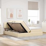 vidaXL Lit de rangement LED avec matelas Crème 180 x 200 cm Tissu