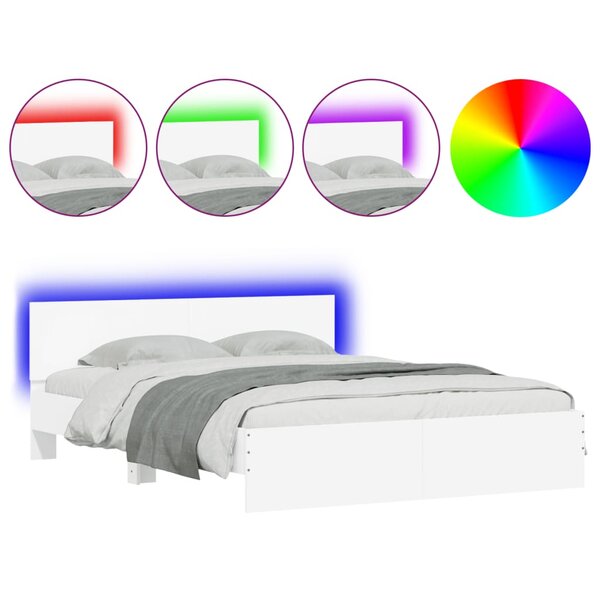 vidaXL Cadre de lit avec LED sans matelas blanc 160x200 cm