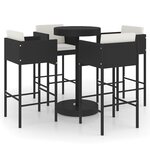 vidaXL Ensemble de bar de jardin 5 Pièces et coussins Résine tressée Noir