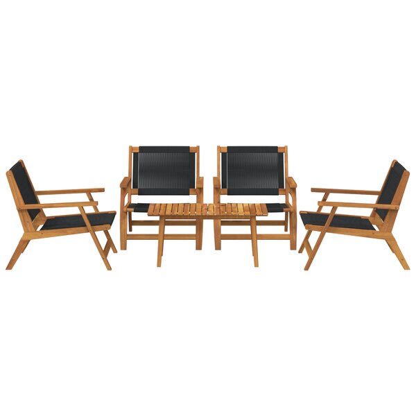 vidaXL Ensemble de chaises et table de jardin 5 pièces - Bois d'acacia noir