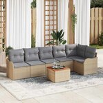 vidaXL Ensemble de canapé de jardin 7 Pièces Beige Poly rotin