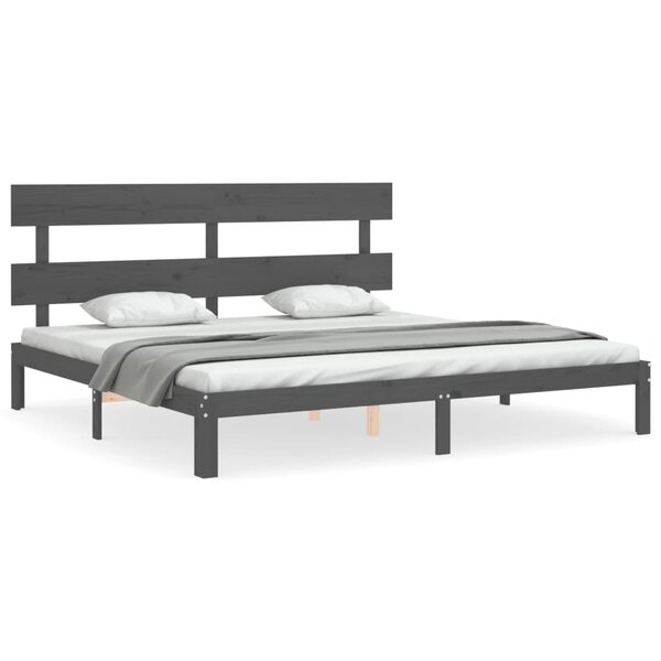vidaXL Cadre de lit sans matelas gris 200x200 cm bois massif de pin