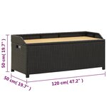 vidaXL Banc de rangement de jardin 120 cm Résine tressée Noir