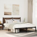 vidaXL Cadre de lit en métal sans matelas chêne marron 137x190 cm