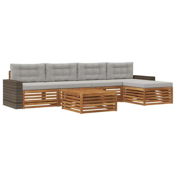 vidaXL Ensemble de canapés d'extérieur 6 pc Naturel et gris clair