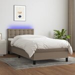vidaXL Sommier à lattes de lit avec matelas LED Taupe 80x200 cm Tissu