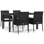 vidaXL Ensemble à manger de jardin coussins 5Pièces Noir Résine tressée