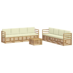 vidaXL Ensemble de canapés d'extérieur 9 pc Blanc et crème Polyester