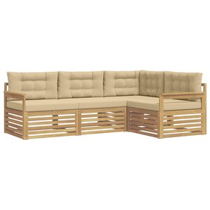 vidaXL Ensemble de canapés d'extérieur 5 pc Blanc et Beige Polyester