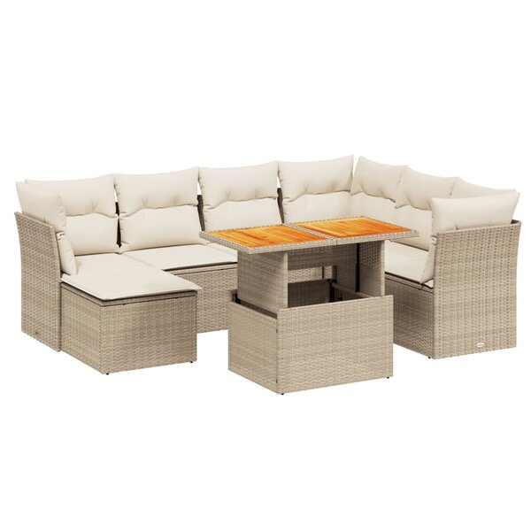 vidaXL Salon de jardin avec coussins 8 Pièces beige résine tressée