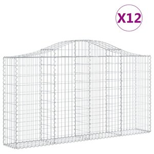 vidaXL Paniers à gabions arqués 12 Pièces 200x30x100/120 cm Fer galvanisé