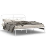 vidaXL Cadre de lit métal avec tête de lit blanc 183x203 cm