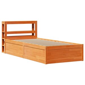 vidaXL Cadre de lit avec tête de lit cire marron 90x190 cm bois de pin