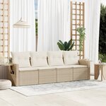 vidaXL Salon de jardin avec coussins 4 Pièces beige résine tressée