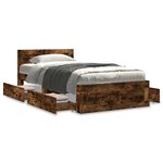 vidaXL Cadre de lit tête de lit chêne fumé 75x190 cm bois ingénierie