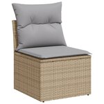 Ensemble de canapés 11 pièces de jardin avec coussins beige poly rattan acacia