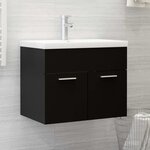 vidaXL Armoire d'évier avec lavabo intégré Noir Aggloméré