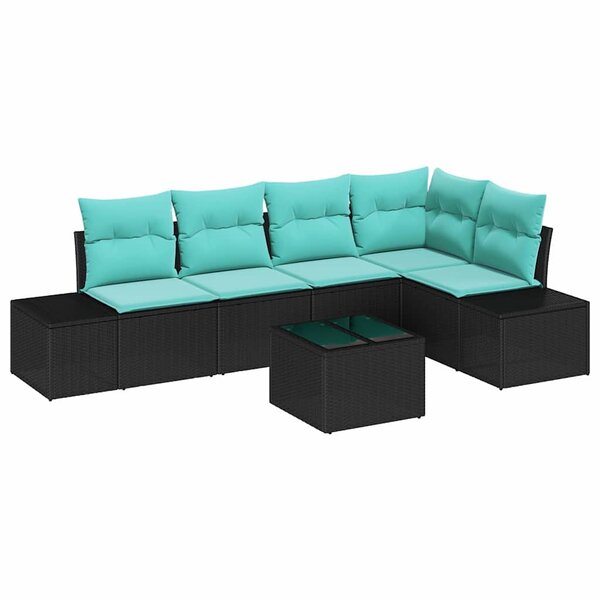 vidaXL Ensemble de canapé de jardin avec coussin 6 Pièces Noir polyrotin
