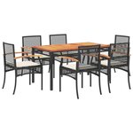 vidaXL Ensemble à manger de jardin coussins 7Pièces Noir Résine tressée