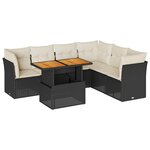 vidaXL Salon de jardin 7 Pièces avec coussins noir résine tressée