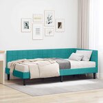 vidaXL Cadre de lit d'angle avec matelas 2 pc Turquoise 90 x 200 cm