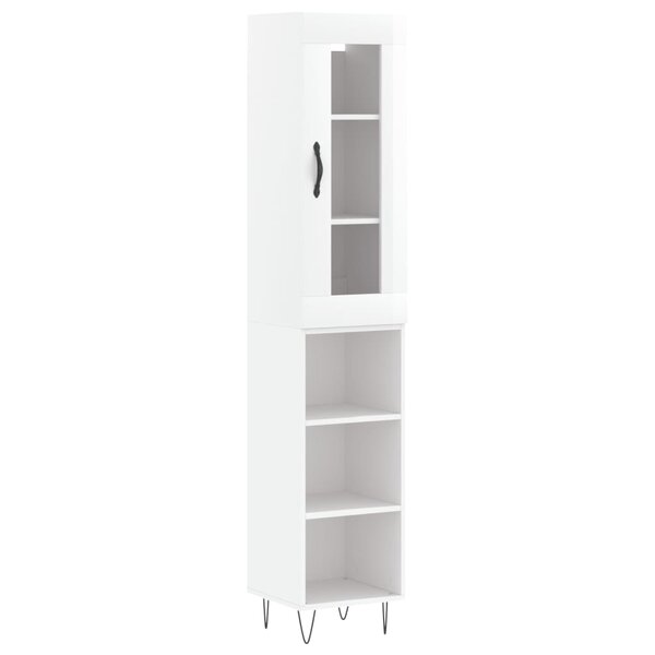 vidaXL Buffet haut Blanc brillant 34 5x34x180 cm Bois d'ingénierie